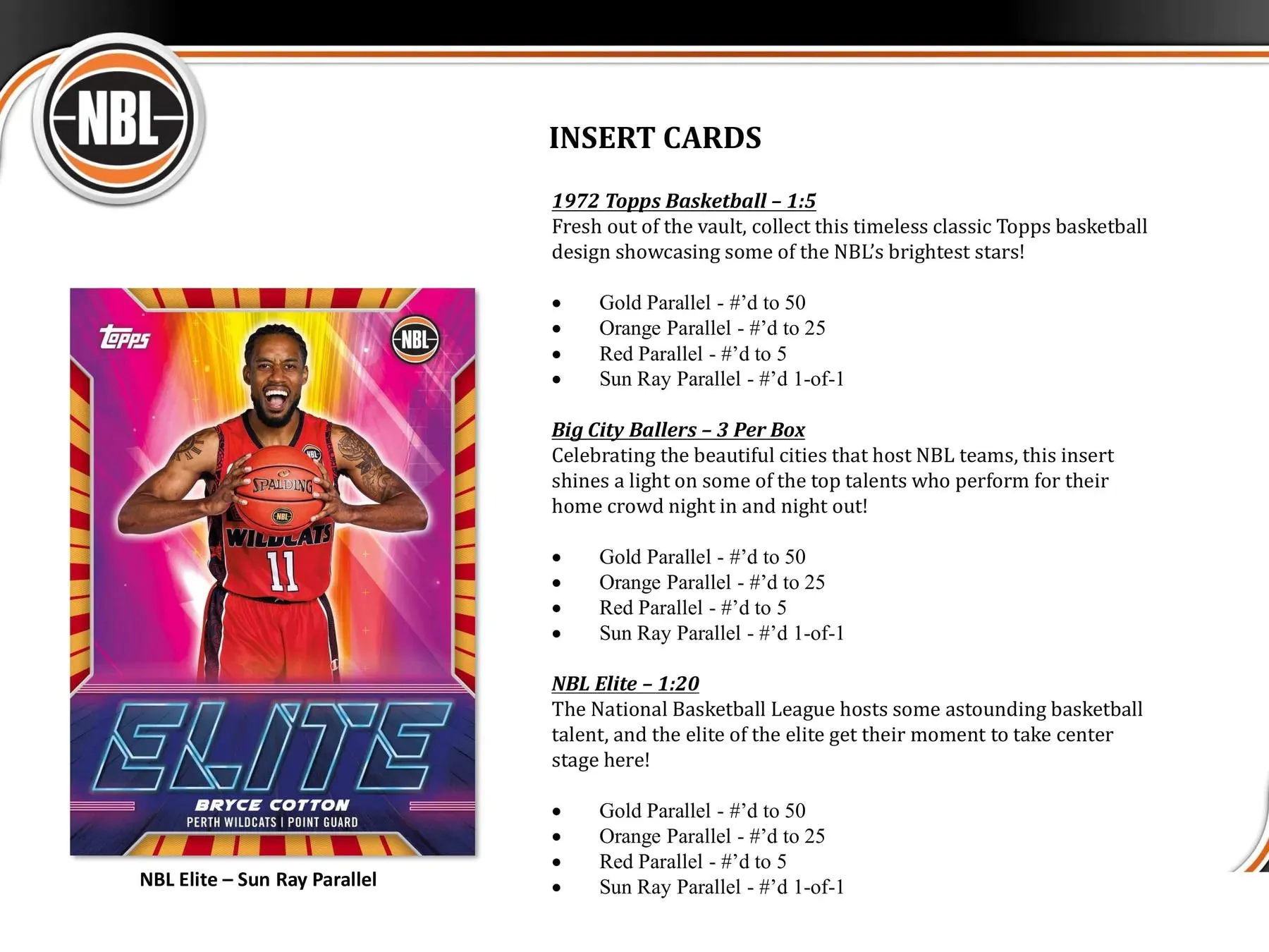 2022/23 Topps NBL Basketball Hobby Box 20 Packs per Box, 8 Cards per Pack