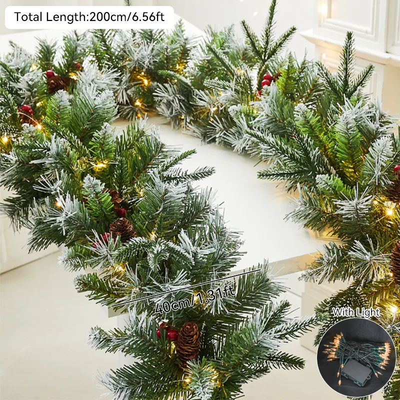 6.6-foot Christmas spray painted white green Christmas decoration rattan SD0126