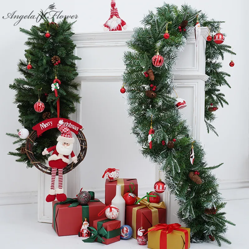 6.6-foot Christmas spray painted white green Christmas decoration rattan SD0126