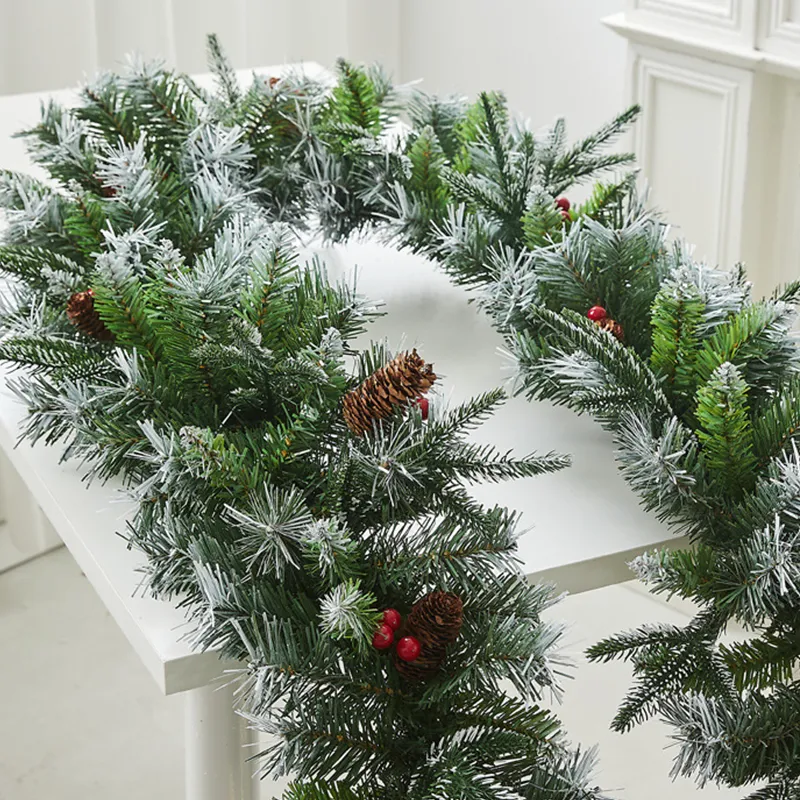 6.6-foot Christmas spray painted white green Christmas decoration rattan SD0126