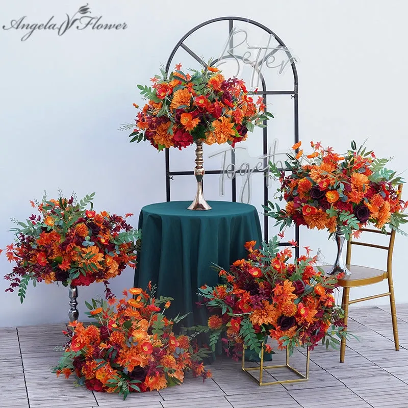 A8195 Orange Wedding Table Centerpieces Flower Ball