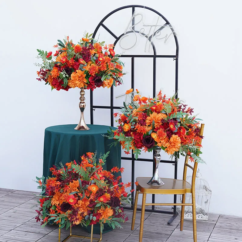 A8195 Orange Wedding Table Centerpieces Flower Ball