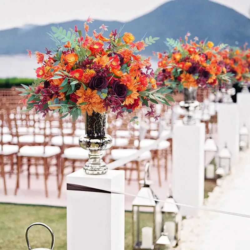 A8195 Orange Wedding Table Centerpieces Flower Ball