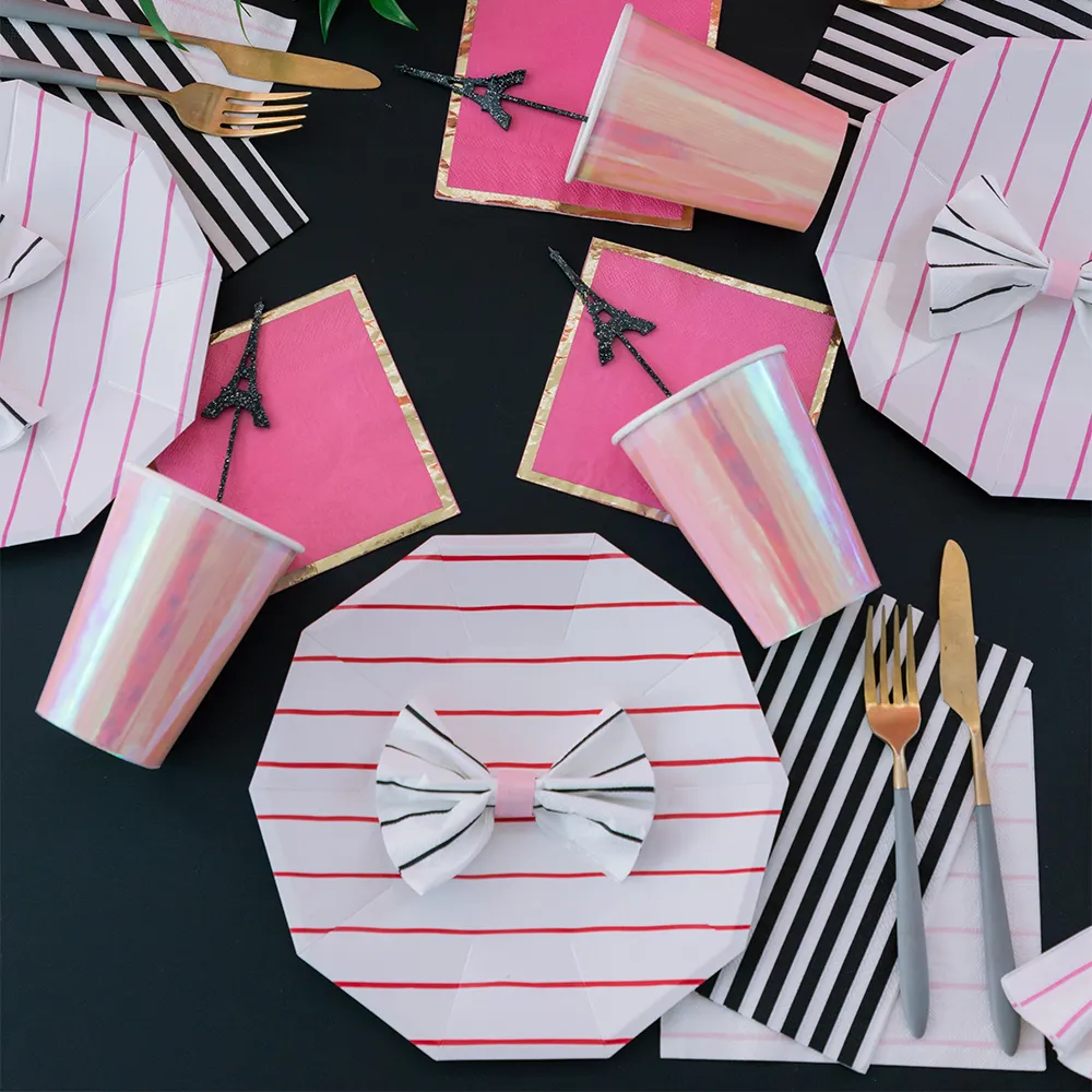 Black & White Striped Guest Napkins