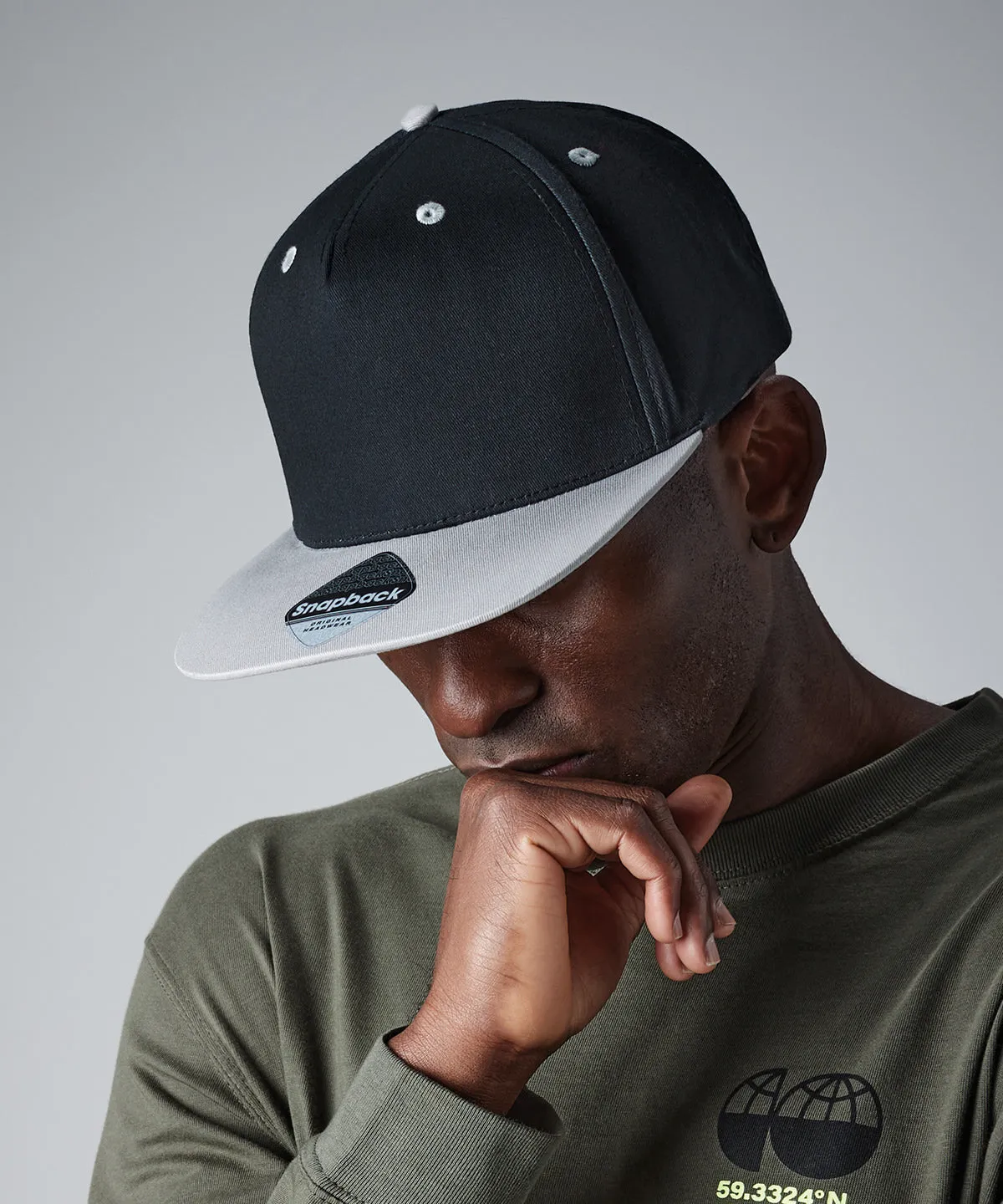 Black/Grey - 5-panel contrast snapback