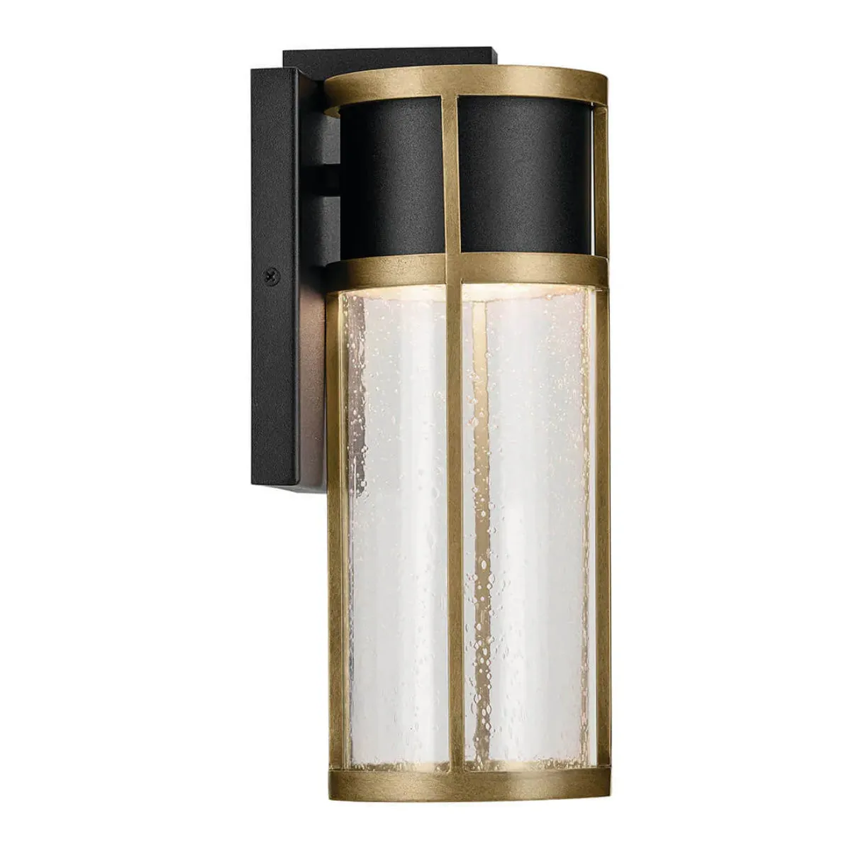 Camillo 12 In 1-Light LED Outdoor Wall Light With Clear Seeded Glass, Black Finish