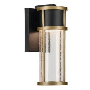 Camillo 12 In 1-Light LED Outdoor Wall Light With Clear Seeded Glass, Black Finish