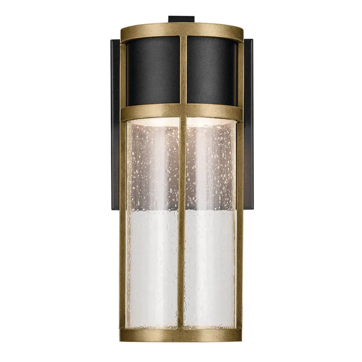 Camillo 12 In 1-Light LED Outdoor Wall Light With Clear Seeded Glass, Black Finish