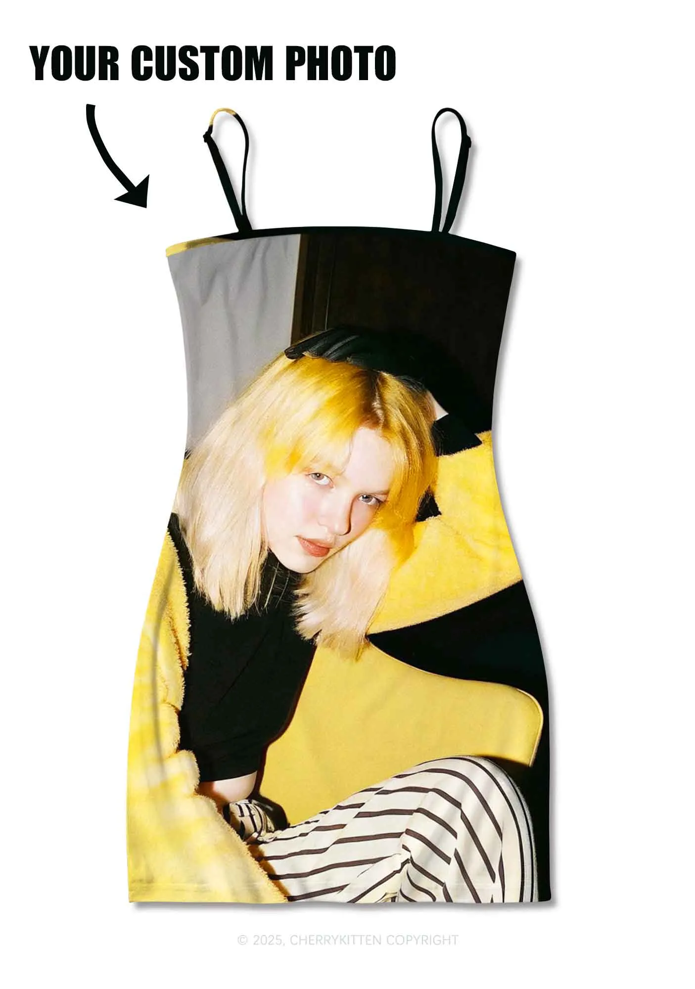 Custom Personalized Photo Y2K Print Slip Dress Cherrykitten