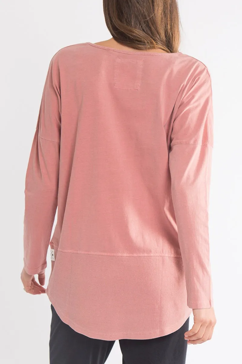 Elm - Fundamental Long Sleeve Rib Tee - Pink