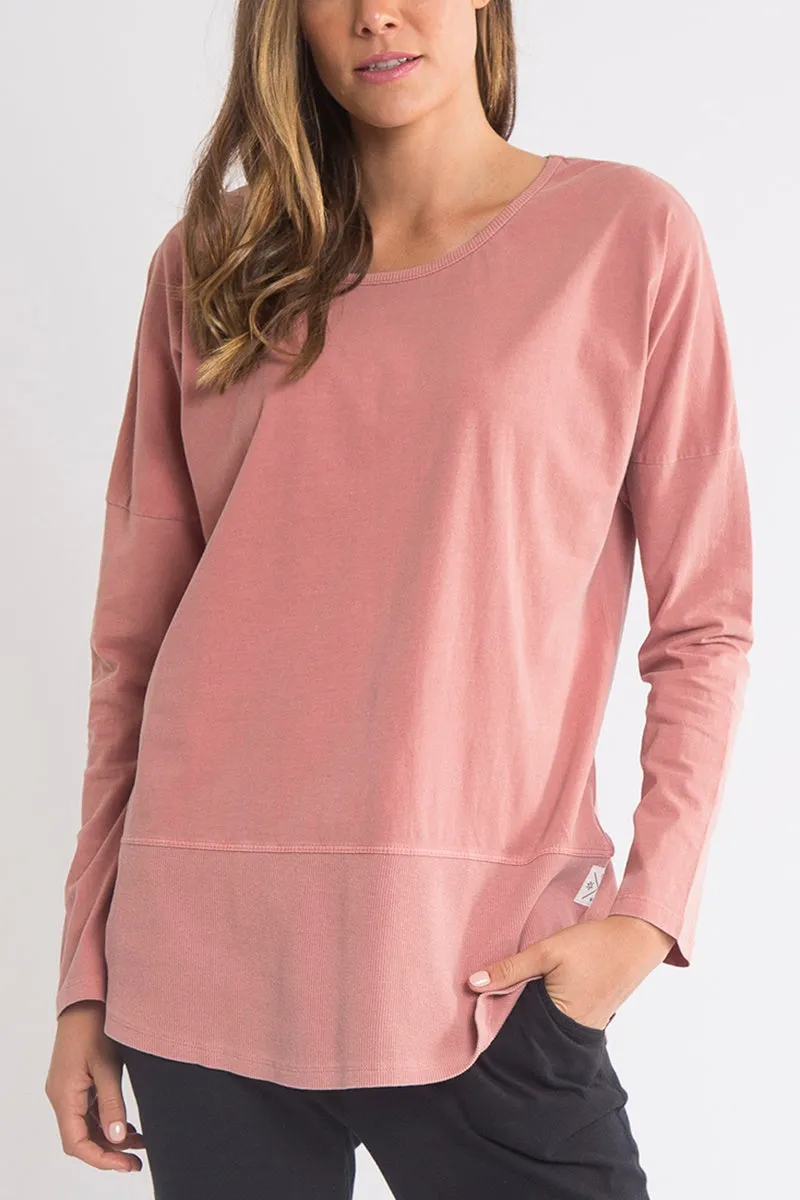 Elm - Fundamental Long Sleeve Rib Tee - Pink