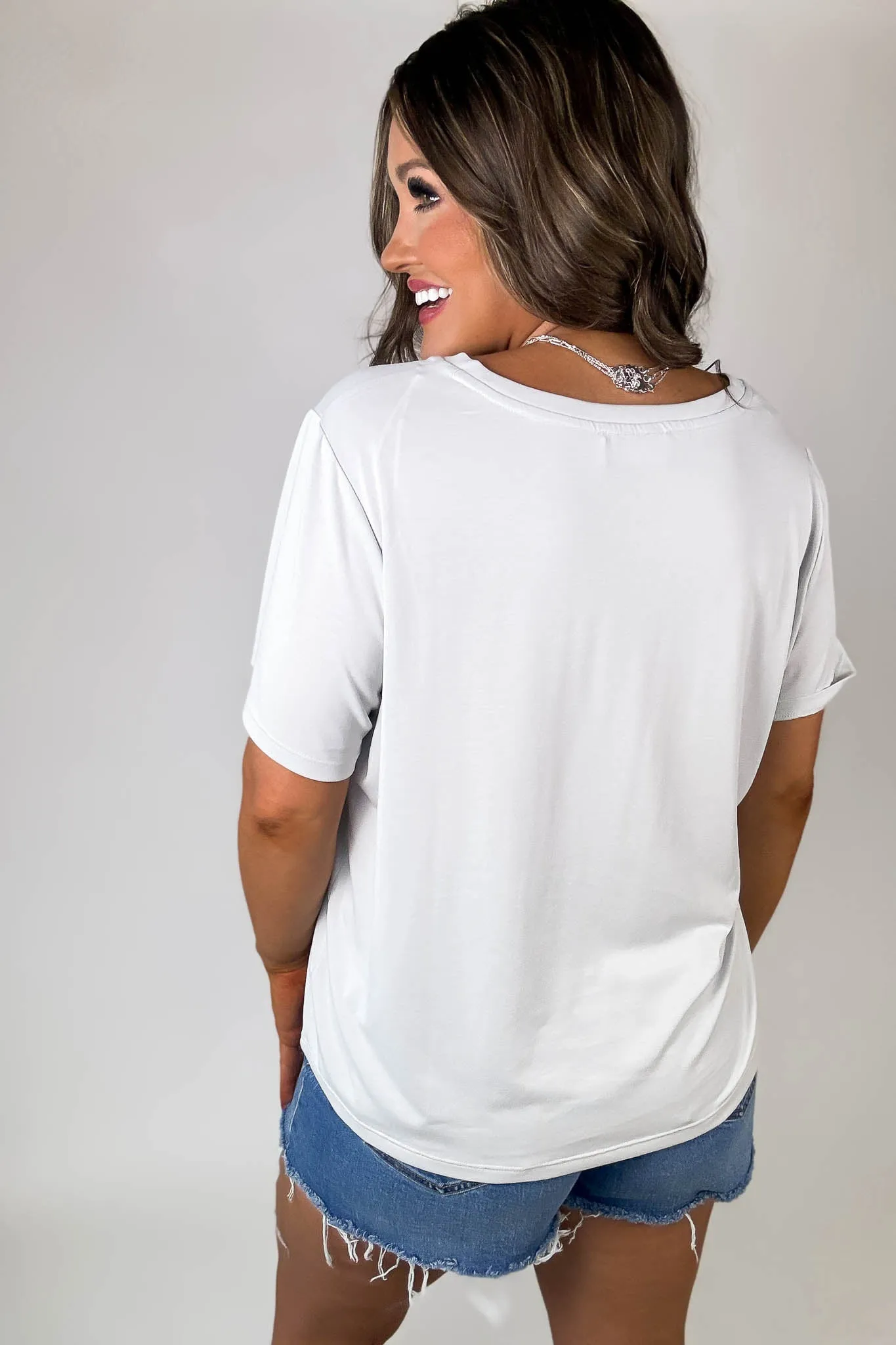 Grey Dawn V-Neck Short-Sleeve Top