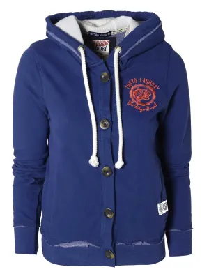 Leah Navy Button up hoodie - Tokyo Laundry