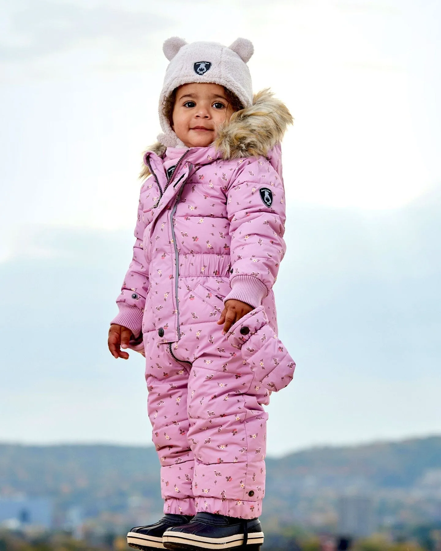 One Piece Baby Snowsuit Rose Printed Mini Flowers