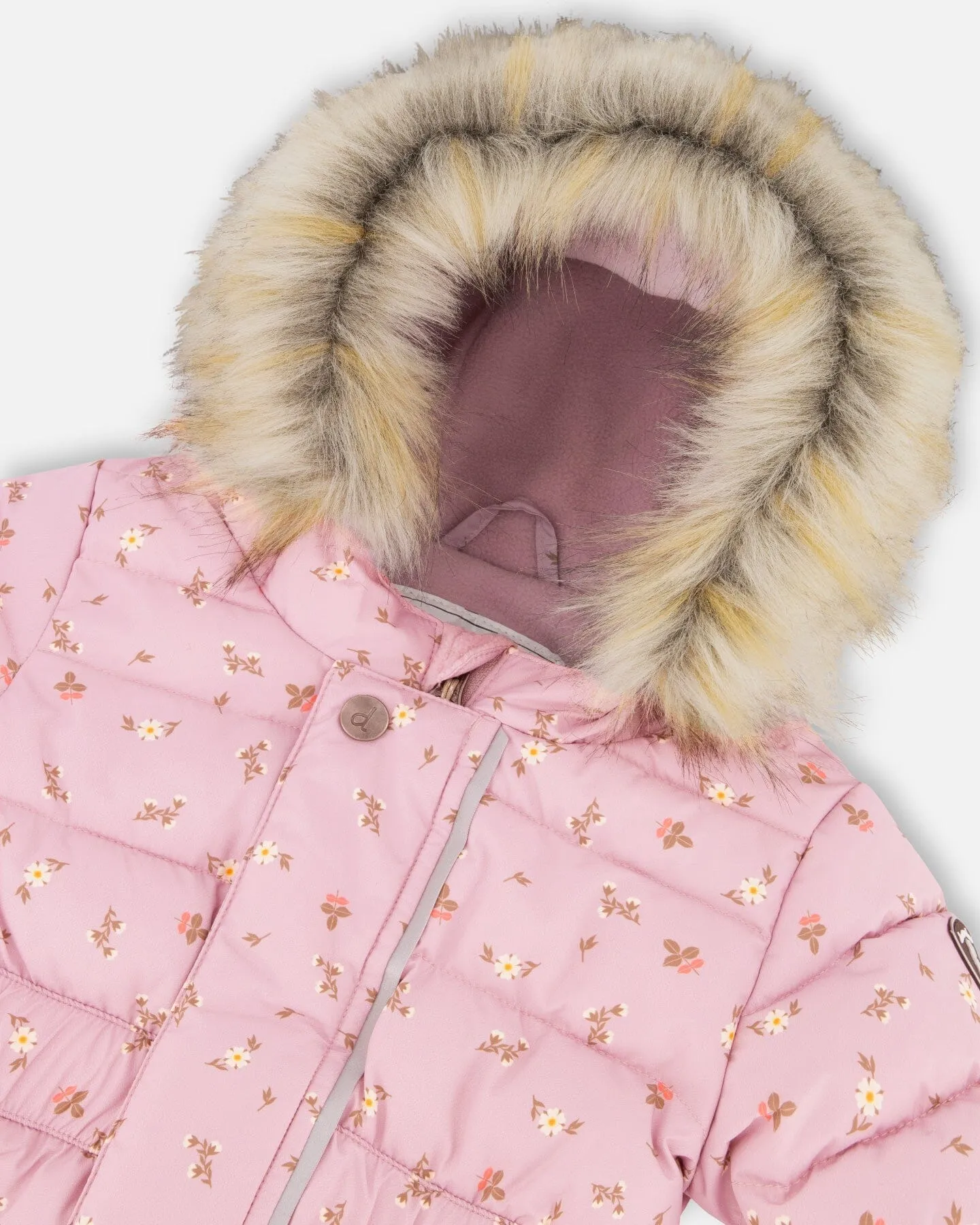 One Piece Baby Snowsuit Rose Printed Mini Flowers