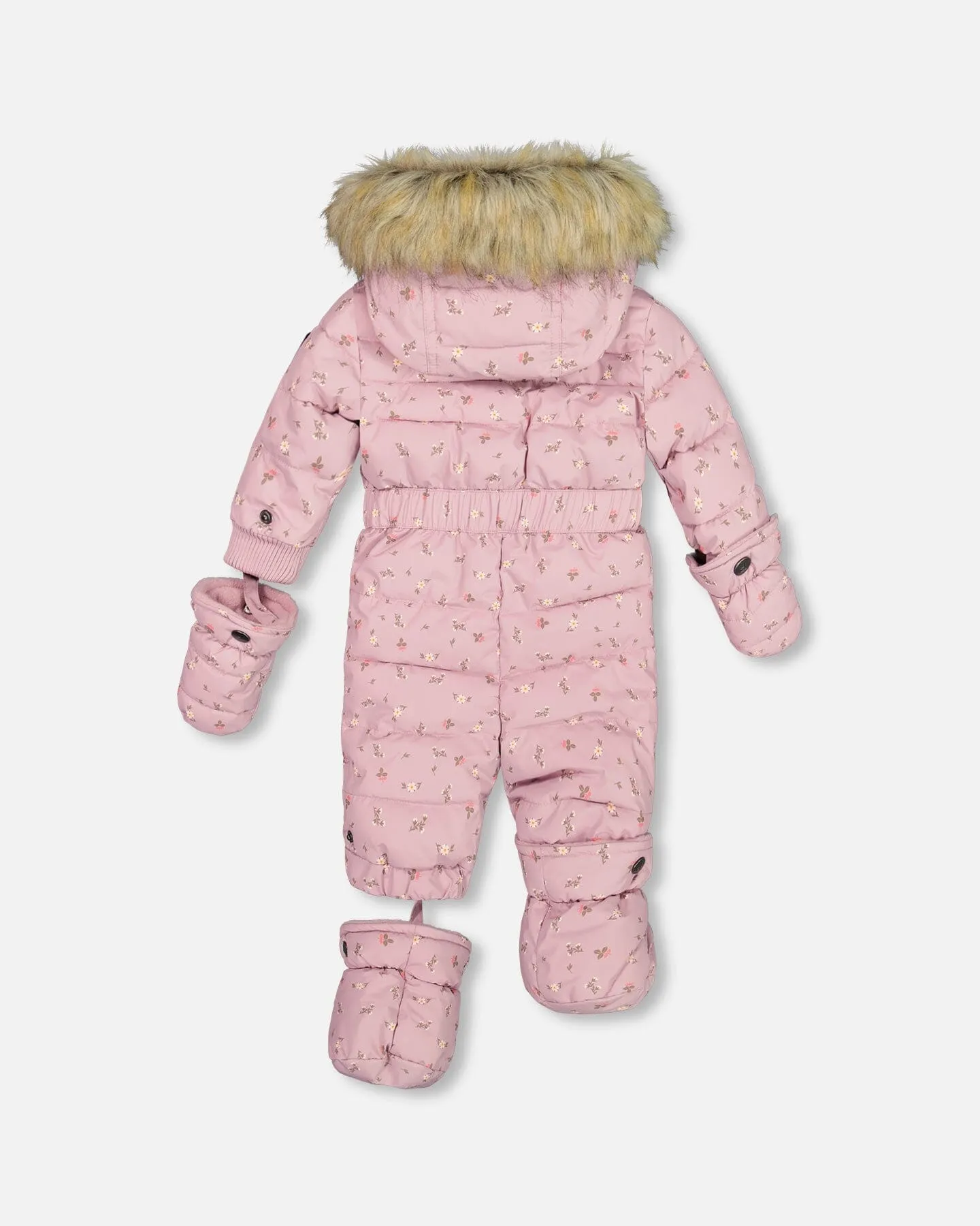 One Piece Baby Snowsuit Rose Printed Mini Flowers