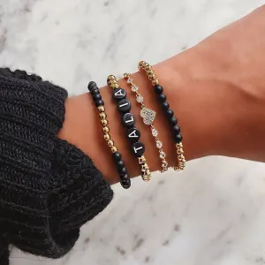 Pearl and Gold Bead Stretch Bracelet