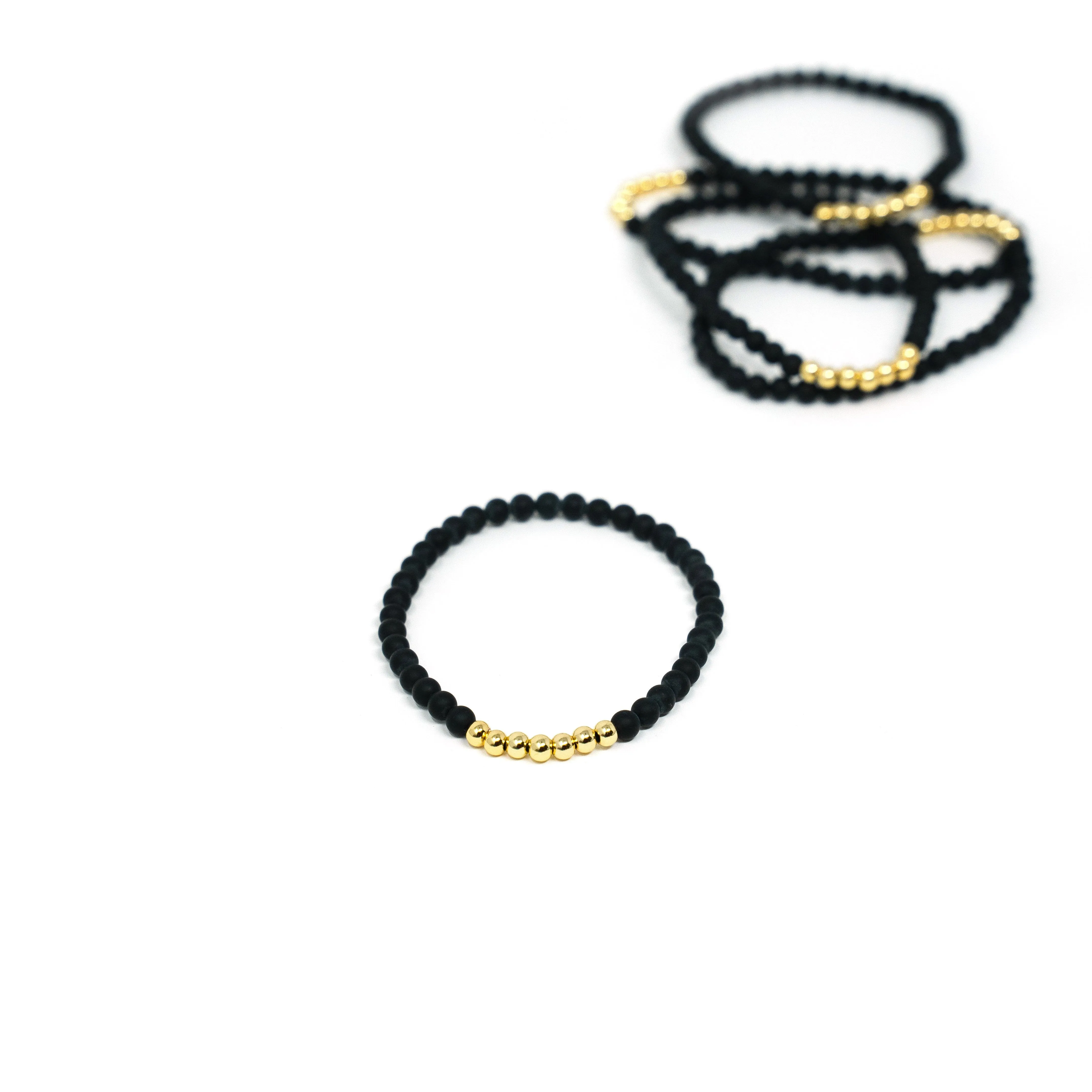 Pearl and Gold Bead Stretch Bracelet