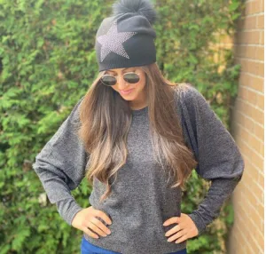 PNYC SWAROVSKI STAR SLOUCHIE BEANIE