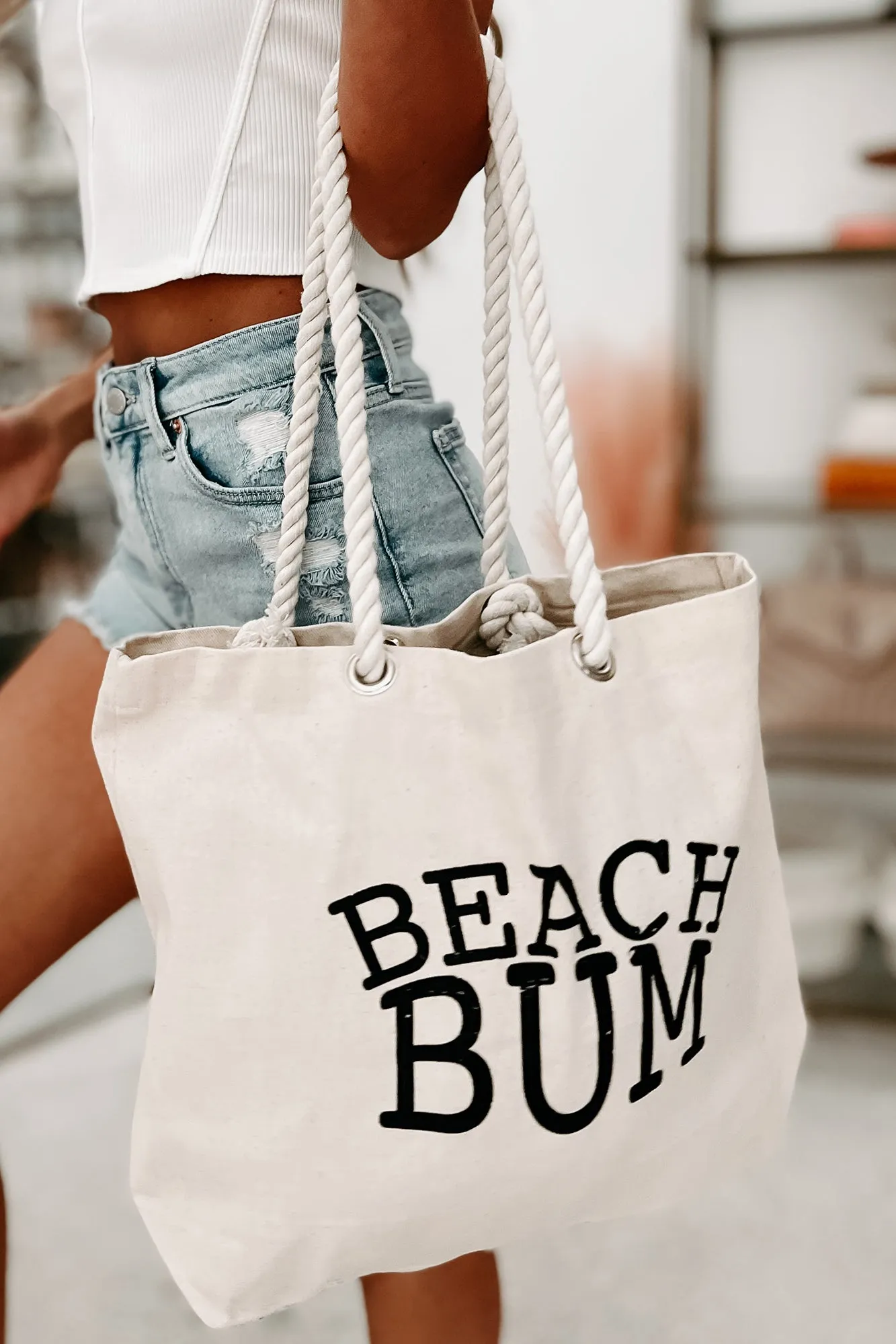 "Beach Bum" Canvas Tote (Natural)