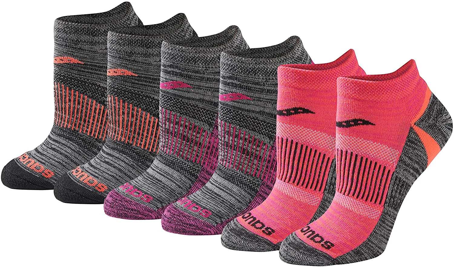 Saucony Women's Selective Cushion Performance No Show Athletic Sport Socks (6 & 12 Pairs)