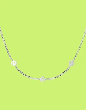 Stainless steel necklace with three smiley charms