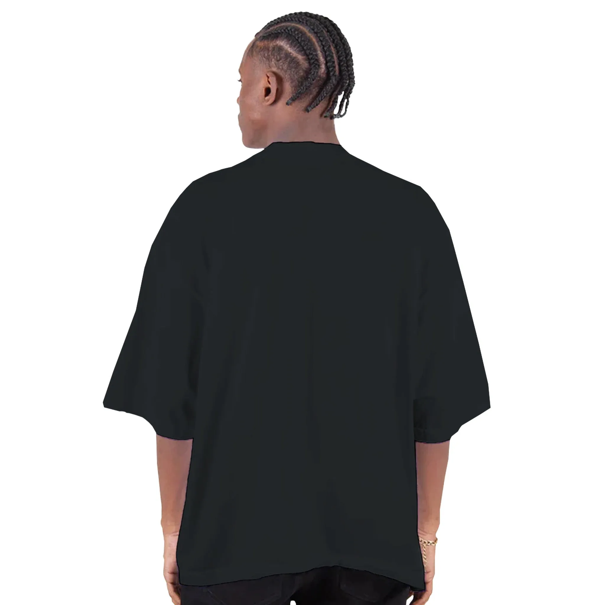 Urban Graffiti Skull Men's Oversized Drop-Shoulder Crewneck T-Shirt