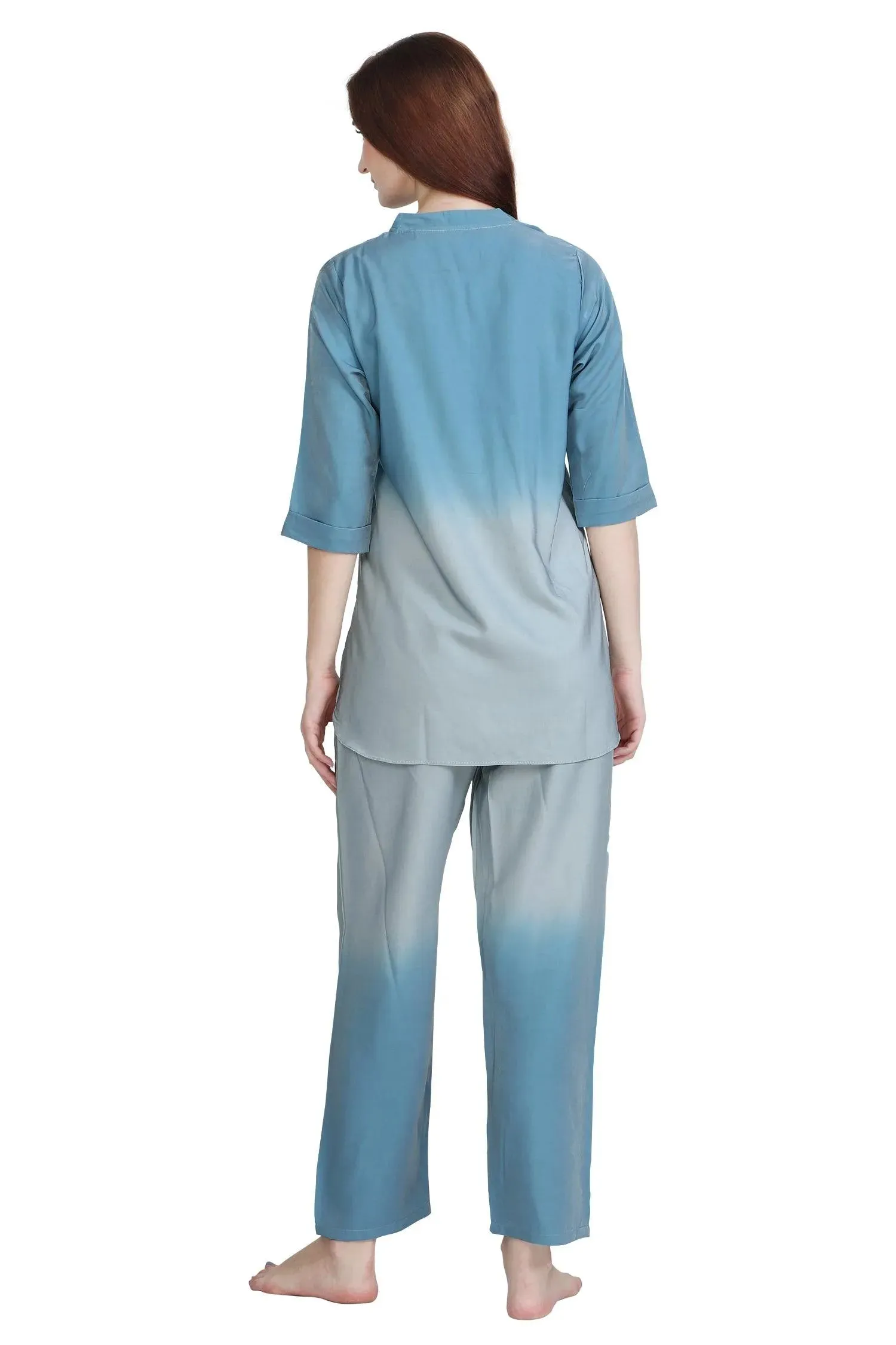 Velure Blue Dual Shade Kurti Style Night Suit
