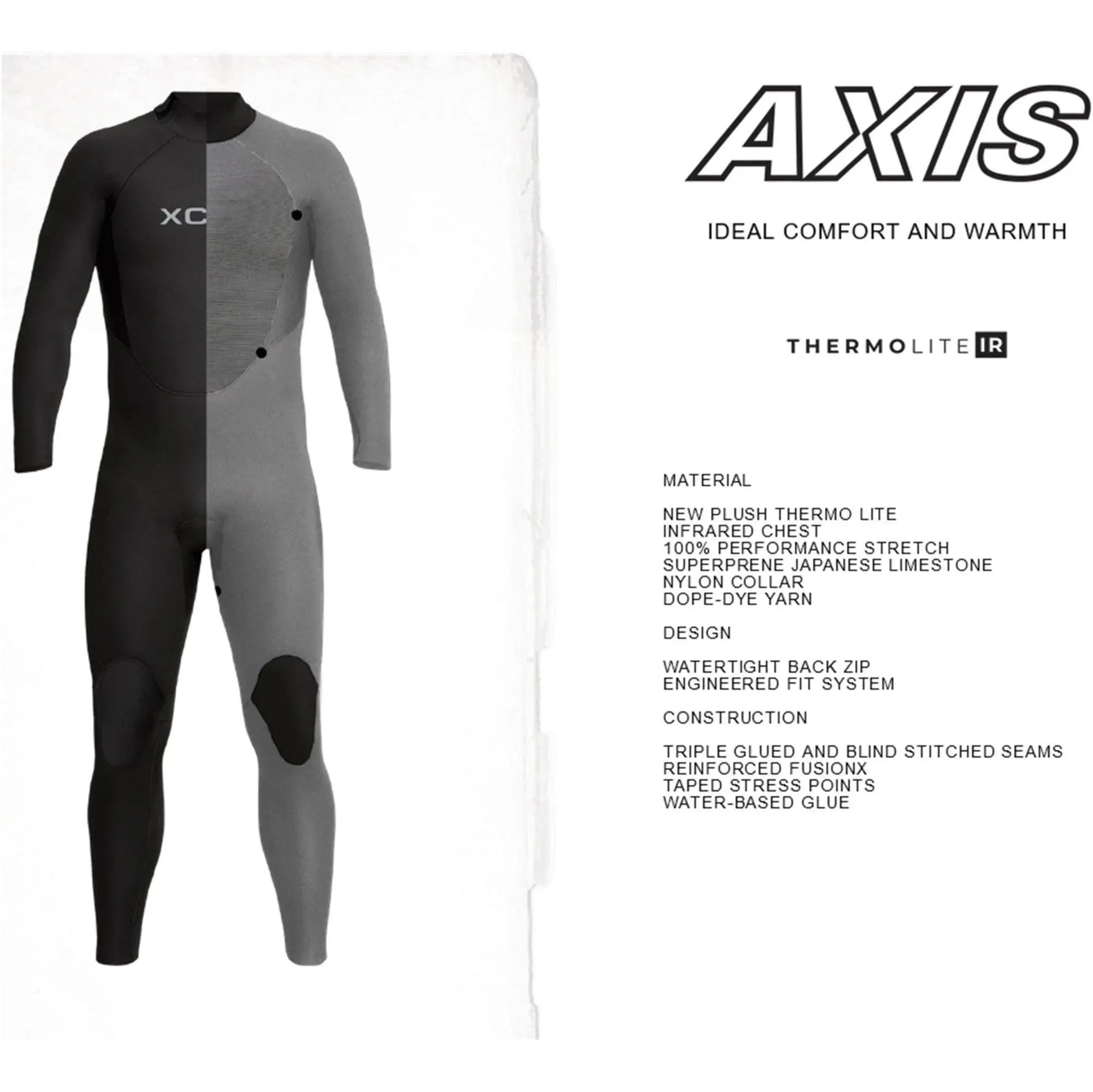 Xcel Mens Axis 5/4mm Offset Back Zip Wetsuit
