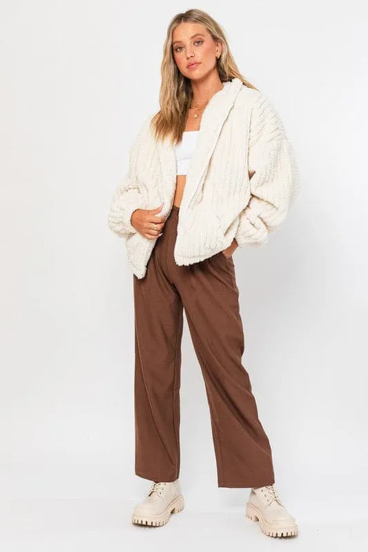 Zip It Up Oversized Fleece Hooded Jacket