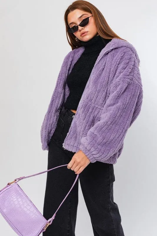 Zip It Up Oversized Fleece Hooded Jacket
