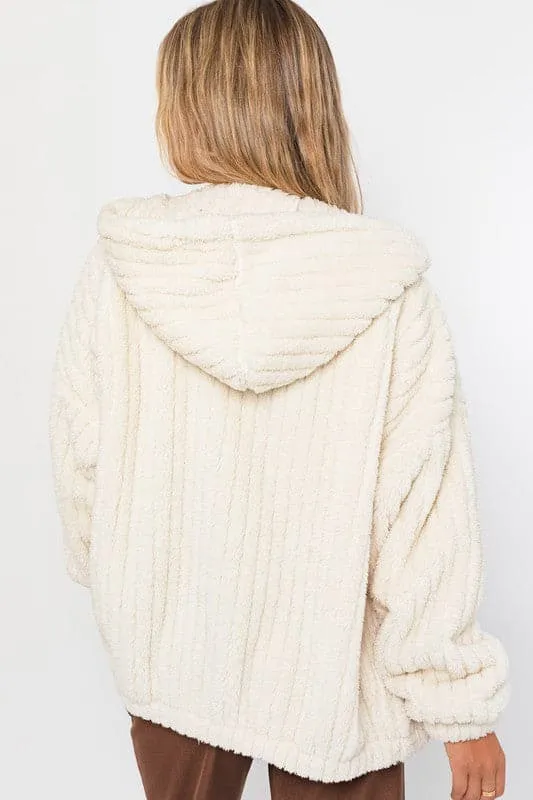 Zip It Up Oversized Fleece Hooded Jacket