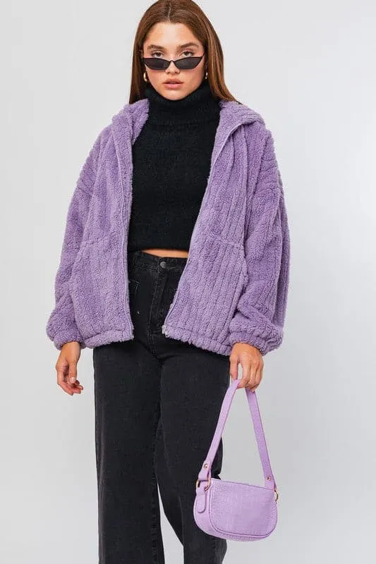 Zip It Up Oversized Fleece Hooded Jacket