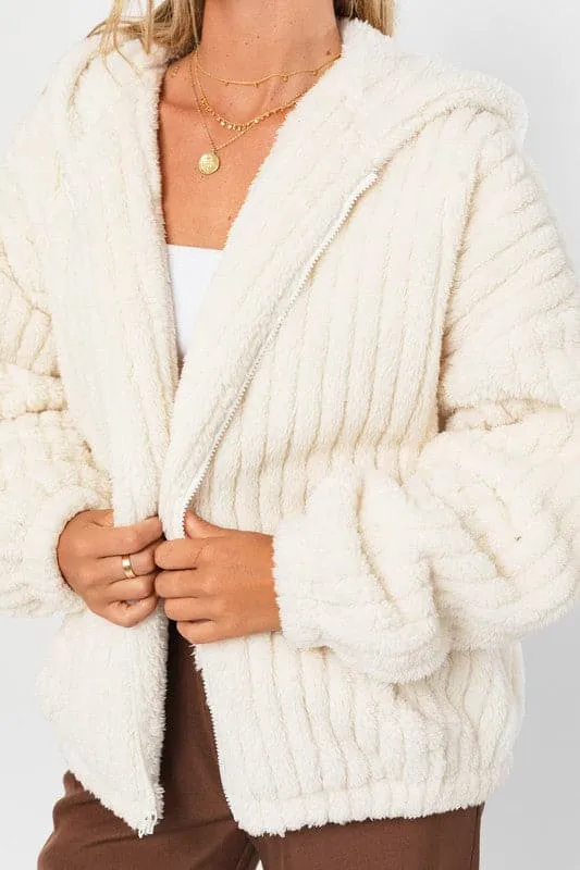 Zip It Up Oversized Fleece Hooded Jacket