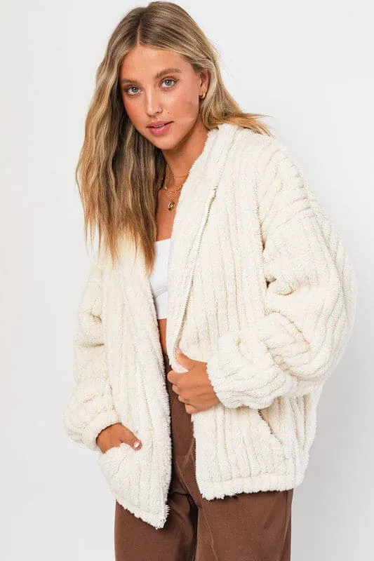 Zip It Up Oversized Fleece Hooded Jacket