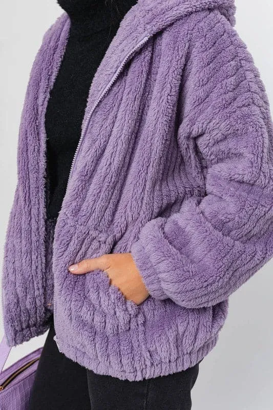 Zip It Up Oversized Fleece Hooded Jacket