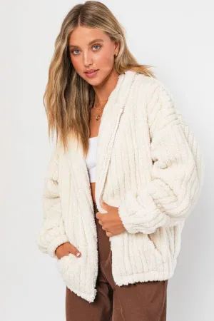 Zip It Up Oversized Fleece Hooded Jacket