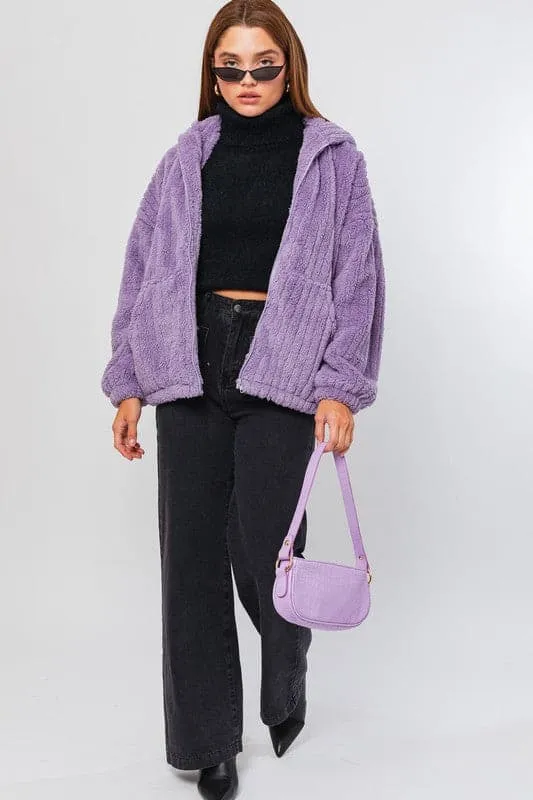 Zip It Up Oversized Fleece Hooded Jacket