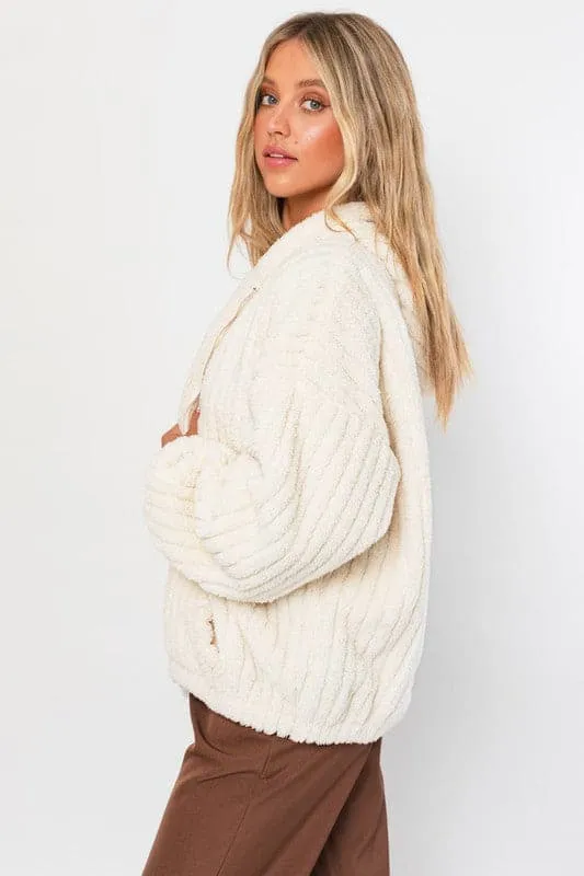 Zip It Up Oversized Fleece Hooded Jacket