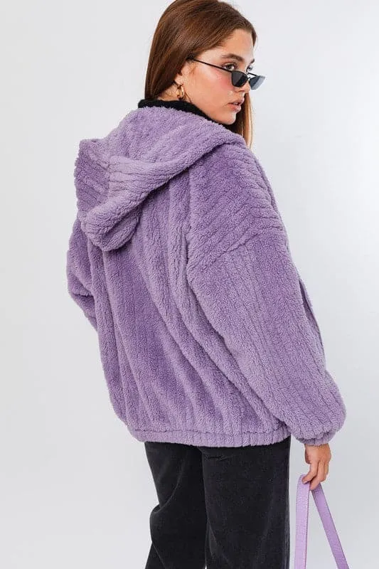 Zip It Up Oversized Fleece Hooded Jacket