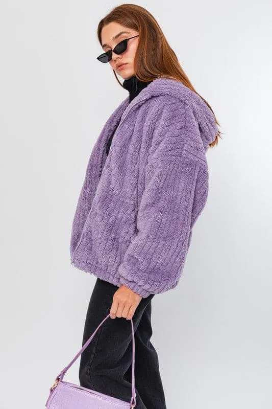 Zip It Up Oversized Fleece Hooded Jacket